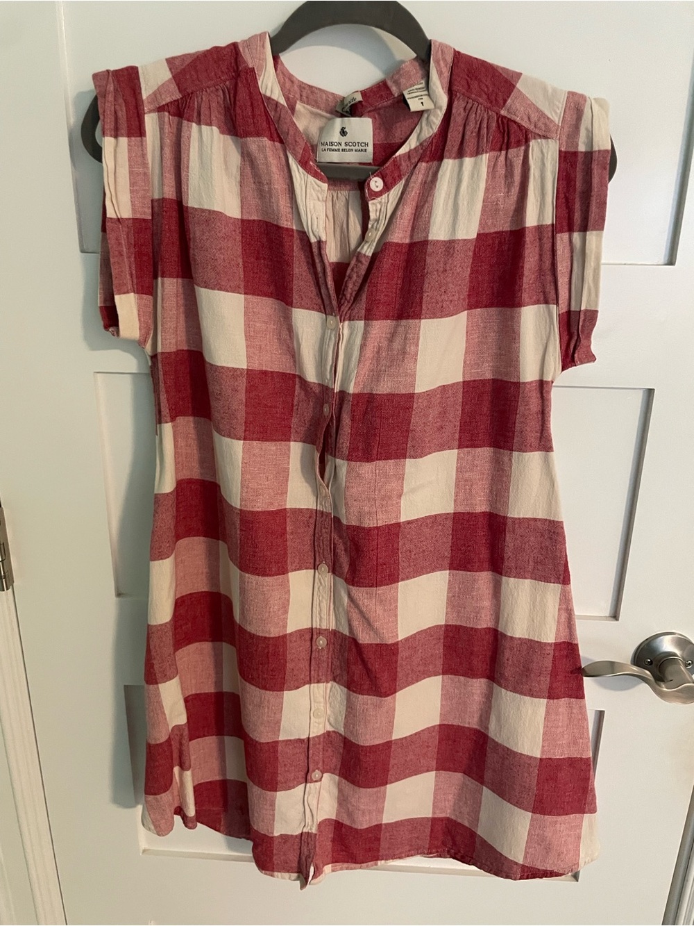 Scotch & Soda Red and White Check Button-Up dress